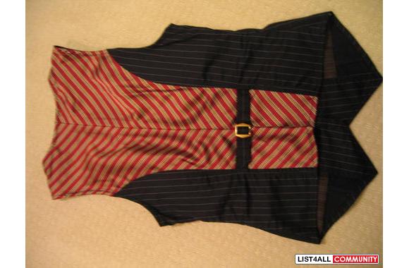 GUESS pin stripe vest (dark navy blue + red + gold)
