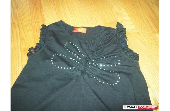 Black Butterfly trapeze top with sleeveless ruffly edges