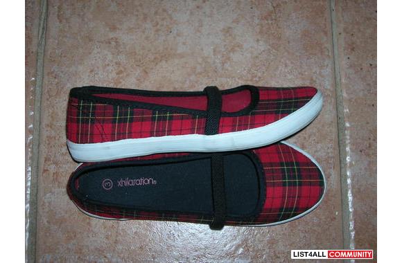Red and Black Plaid xhiliration ballet flat bought