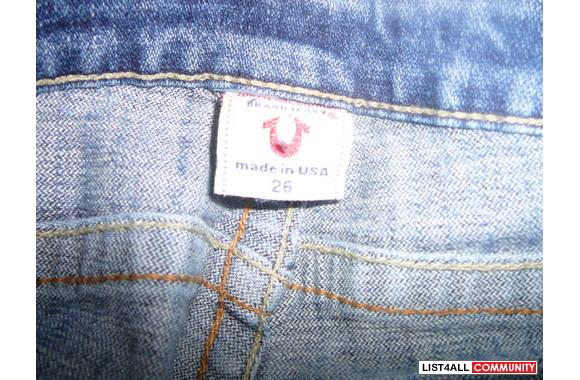 these are a pair of true religion jeans, size 26