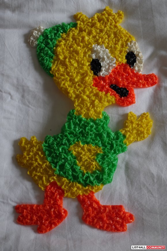 Melted Plastic Popcorn Duck Decorations Green Coat Techwriter