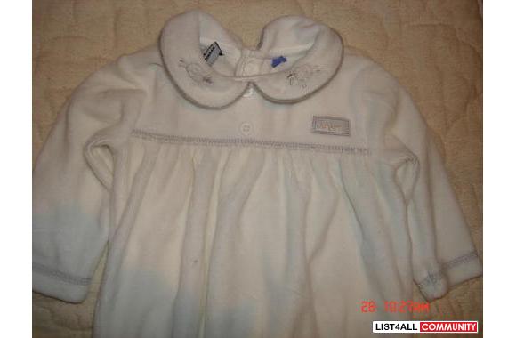 White velour button down at the&nbsp;back onesie w