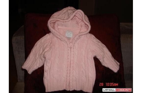 Baby Gap babypink knit zipup hoodie size newborn u