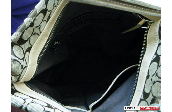 Authentic Coach Khaki Signature Duffle Shoulder Handbag