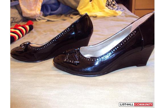 Black high- heeled shoes