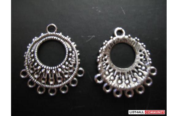 Tibetan silver earring findingSize 26.5 x 23.5 mmN