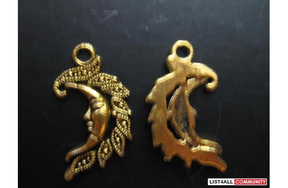 Golden tibetan silver charmSize 14 x 27 mmLead and