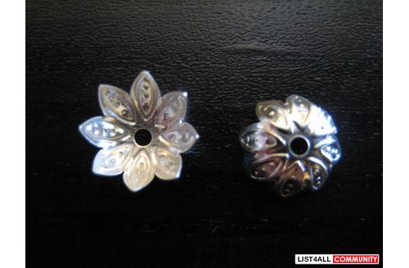 Silver plated bead caps fits a 10 mm bead 10.5 x 3