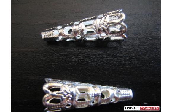 Silver tibet bead caps tubes22 x 9 mm Lead freecom