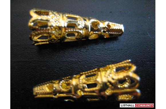 Gold plated bead caps tubes22 x 9 mmcomes in a pac