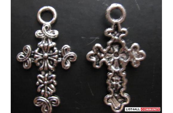 Tibetan silver cross charmSize 31.5 x 17 mmLead an