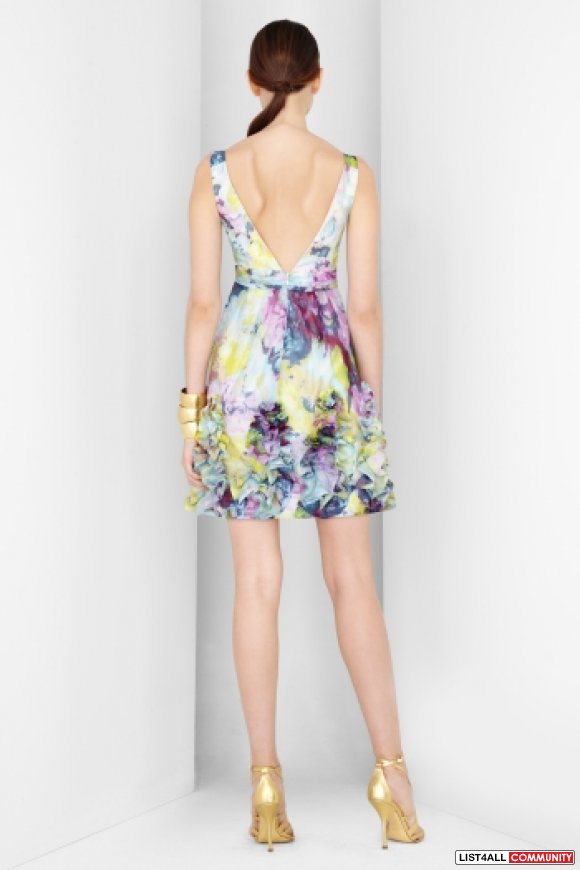 bcbg corset detail floral gown