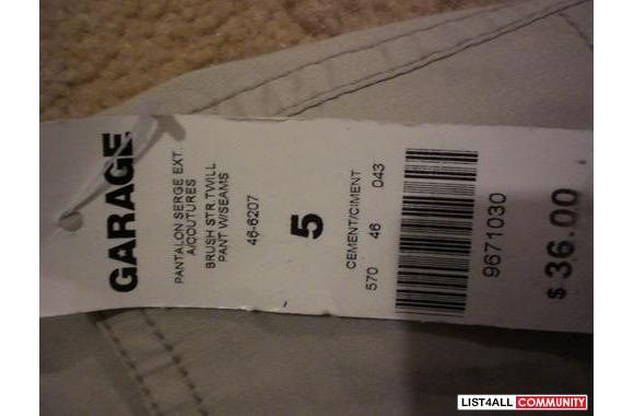 Garage Pants&nbsp;BNWT cement-like colornever worn