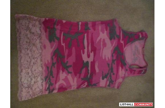 PINK CAMO TANK TOP WITH LACES