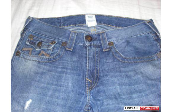 Authentic True Religion Men's Billy Leather Pocket Jeans - $200Up for