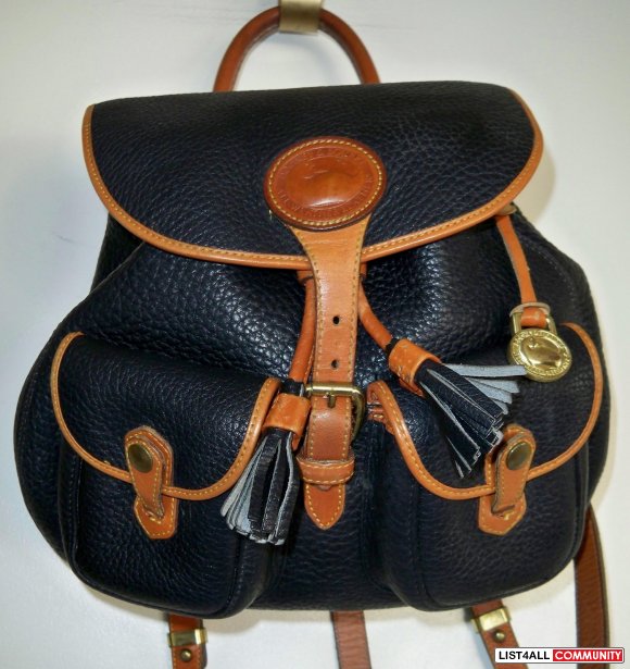 Vintage DOONEY & BOURKE AWL Black Leather Drawstring Backpack Purse