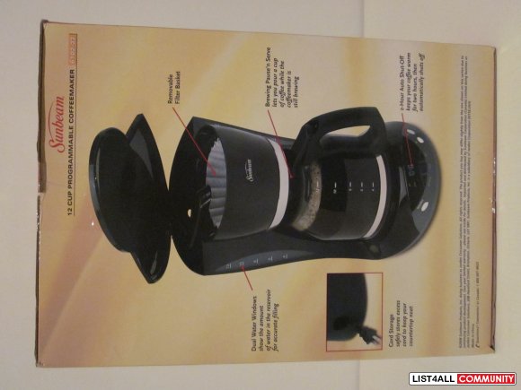 Sunbeam 12 Cup Programmable Coffee Maker 6102 33 Bnib Sunbeam 12 Cup Programmable Coffee Maker 6102 33 Bnib
