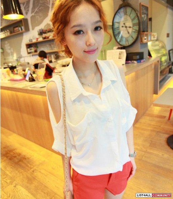 girls shoulder cut top