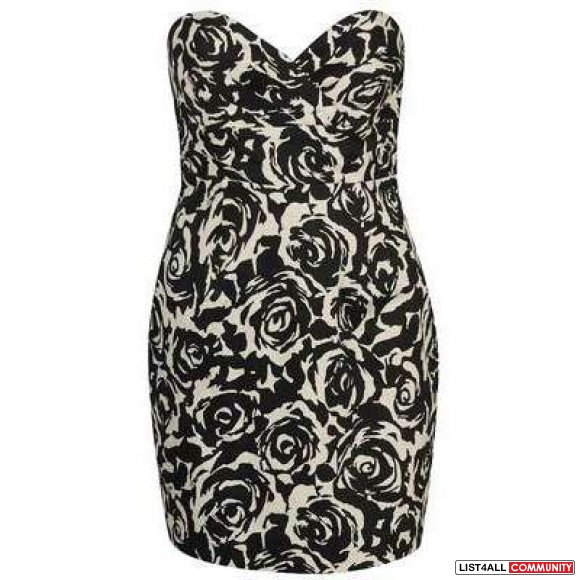 Blue Dress With Black Floral Print SIZE SMALL