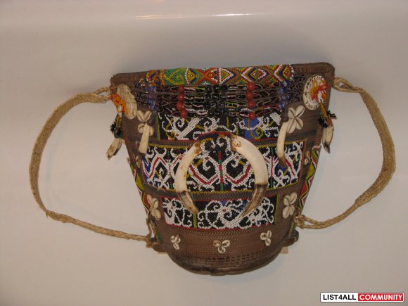 Indonesian Beaded Rattan Baby Carrier