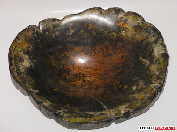 Unique Gold Leaf and Composite Glaze Painted  Bowl
