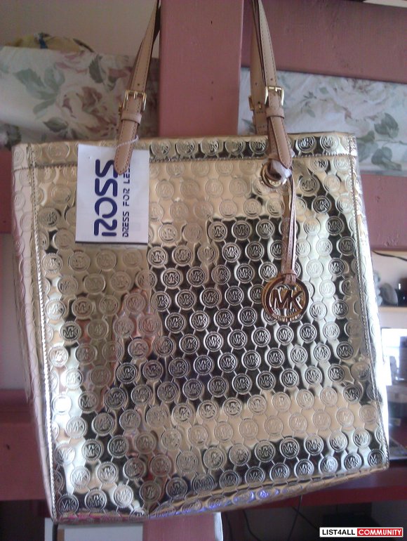 MICHAEL KORS MONOGRAM METALLATIC GOLD TOTE