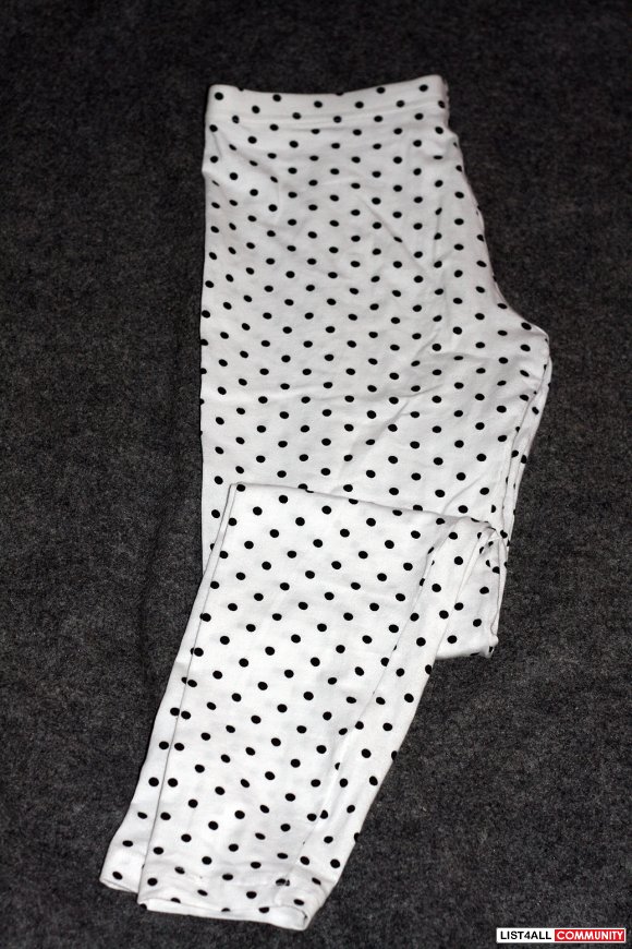 American Apparel Leggings Black/White Polka Dot size M