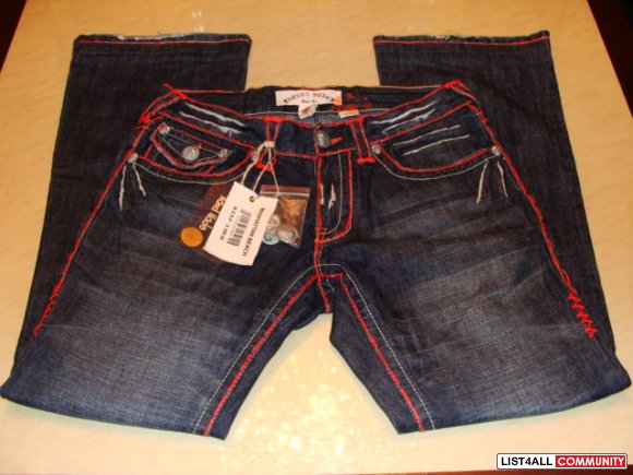 black jeans with red stitching