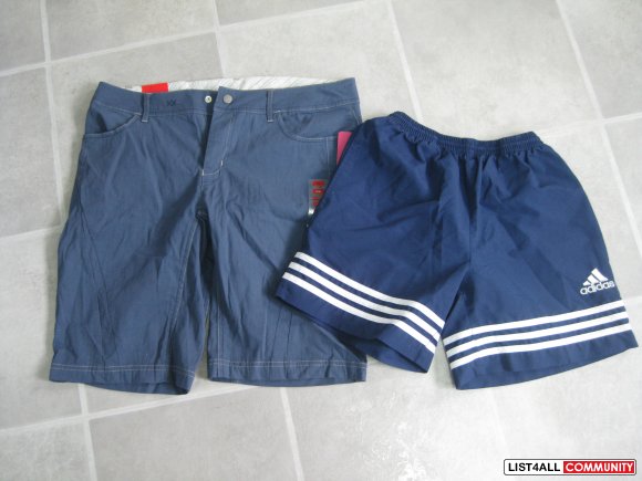 Adidas shorts, and Costco brand shorts 
