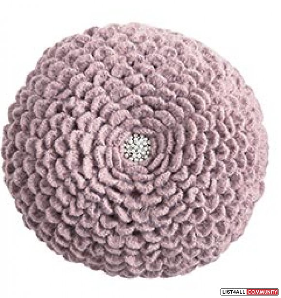 Lavender Purple Crochet Pillow with Pearl and Rhinestone Medallion