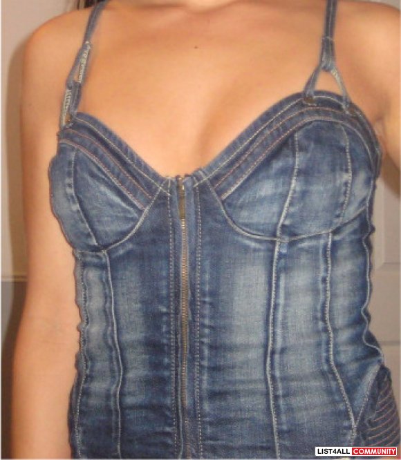 guess denim corset top
