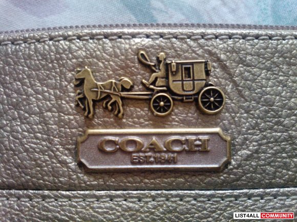Coach Tribeca Patent Wristlet (antique gold)