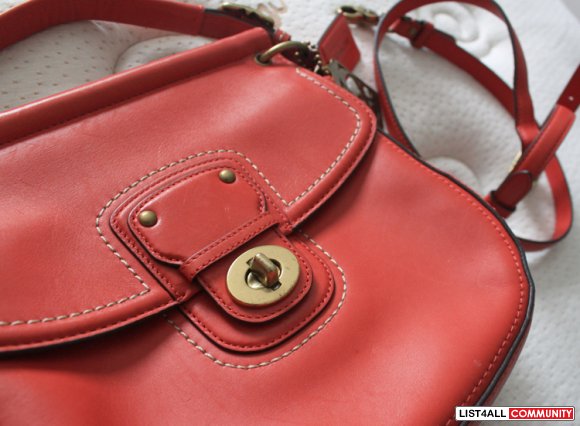 Coach willis coral orange red leather bag