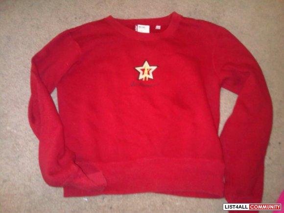 womens red levi sweater