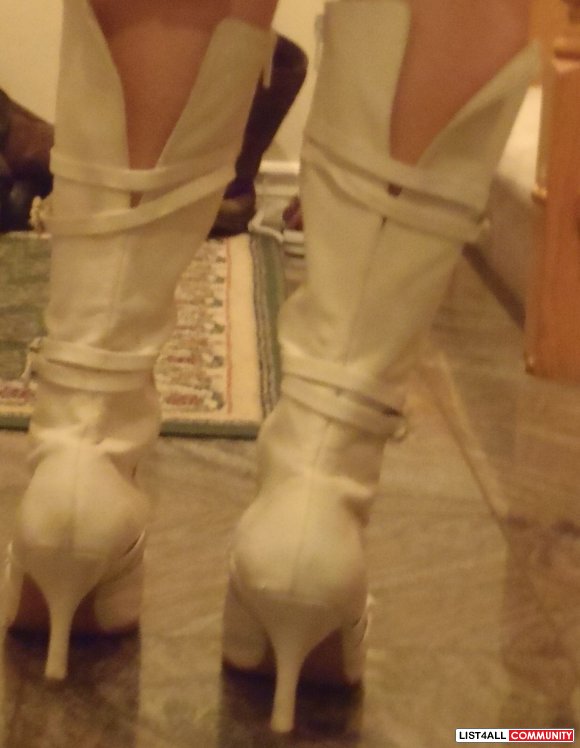 aldo white leather ankle boots
