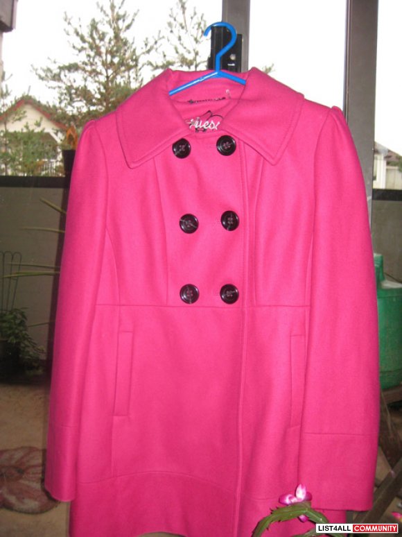 women's wool  Guess pea coat -Hot Pink XL