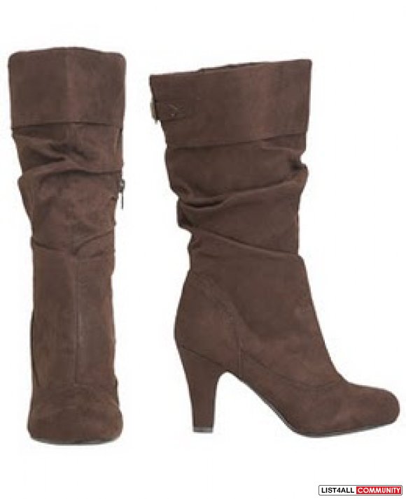 brown slouch heel boots