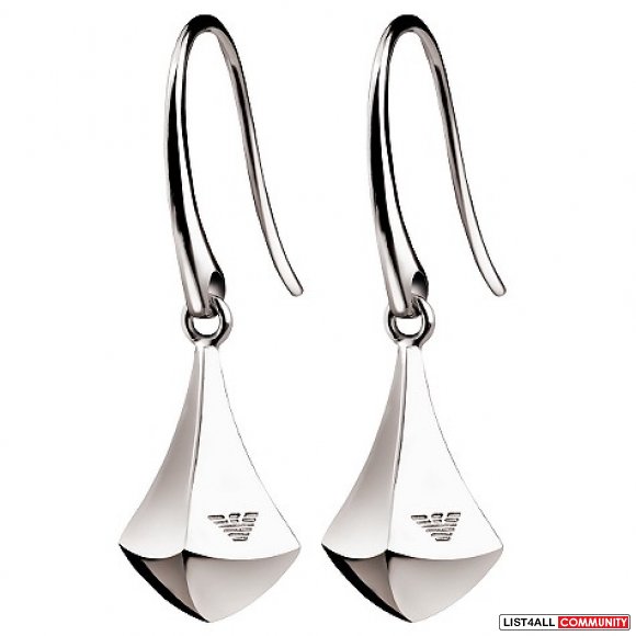 Emporio Armani Silver Teardrop Earrings With Eagle Logo