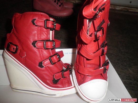 Korean Red leather Sneaker wedges size 6 :: sweetnsoft :: List4All