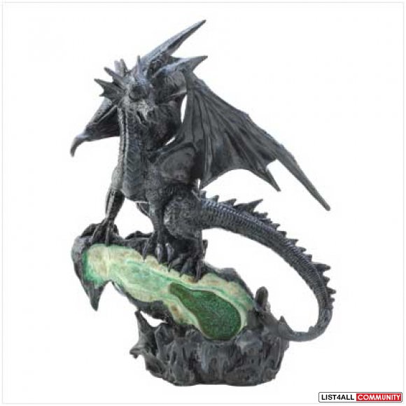 Black Geode Dragon Figurine