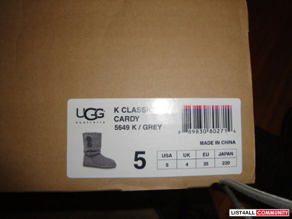 authentic GREY CARDY UGGS! sz 5