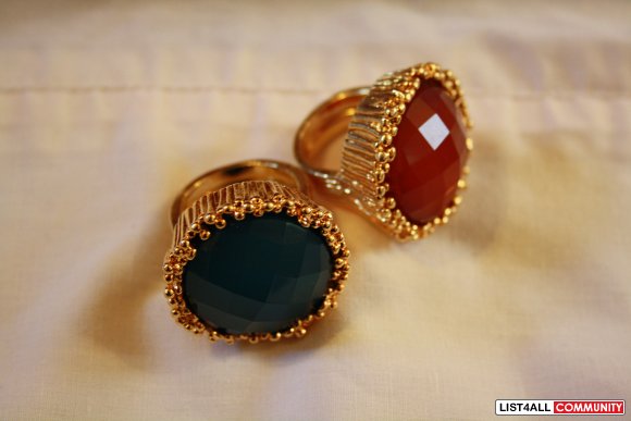 AVON big faux stone rings.. gorgeous!  Rusty Brown & Teal colour