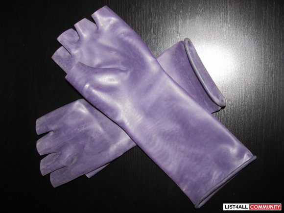 Purple Latex Fingerless Gloves Size Small
