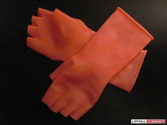 Pink Latex Fingerless Gloves Size Small