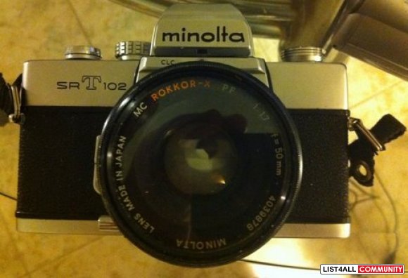 MINOLTA SRT102 35mm MC Rokkor-X PF with 1:1.7  F=50mm Lens