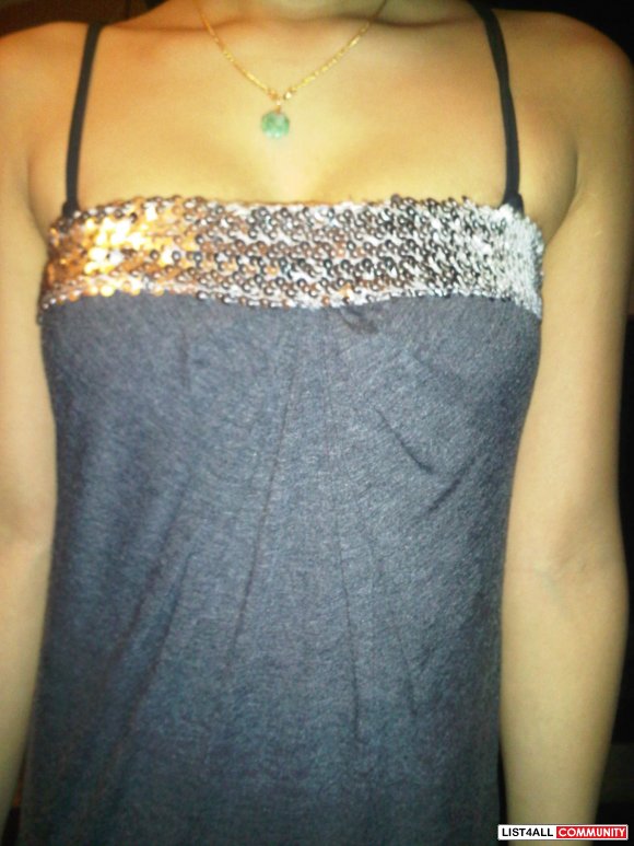 Grey Strapless Top with Silver Sequent Band
