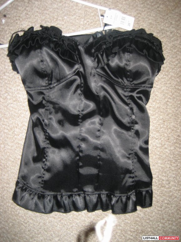 black silk corset top