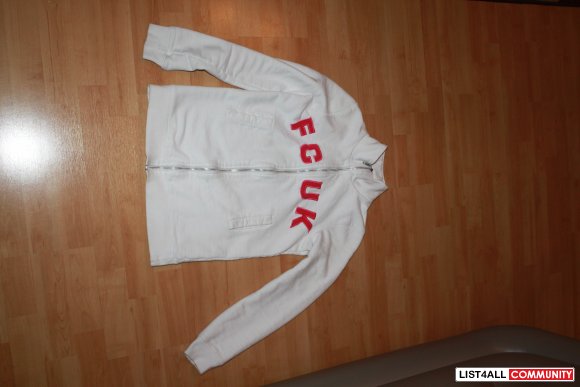 FCUK WHITE JACKET WITH PINK LETTERS (WOMEN'S SMALL)