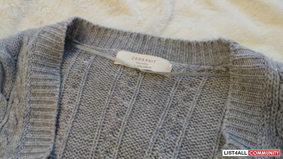 Zara Grey Elbow Patch Sweater S