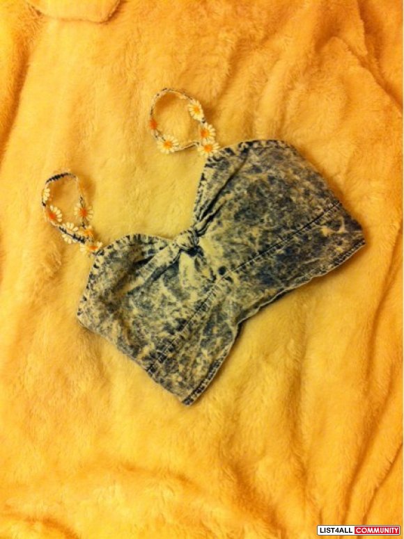 *3 for $20* Denim Daisy Cropped Top/Bralette (Local Boutique) S